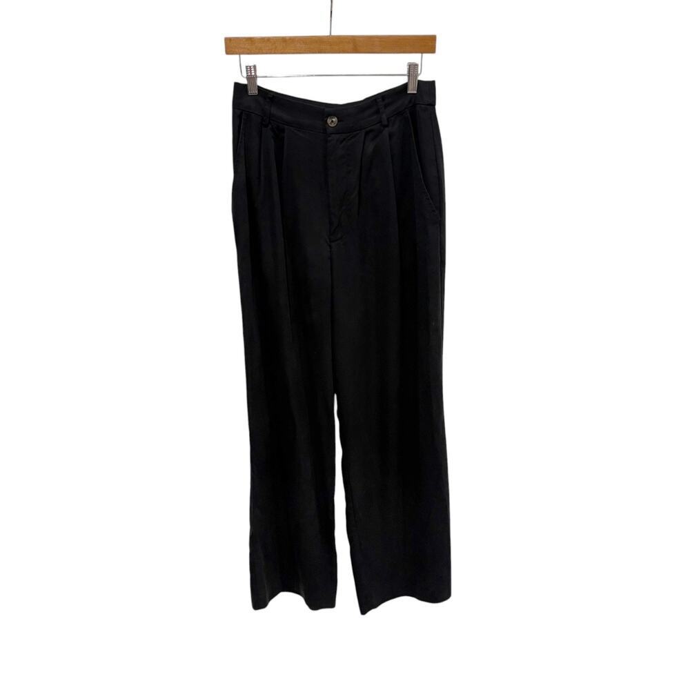Reformation Pleated Trouser Pant Women's 6 High Waisted Black